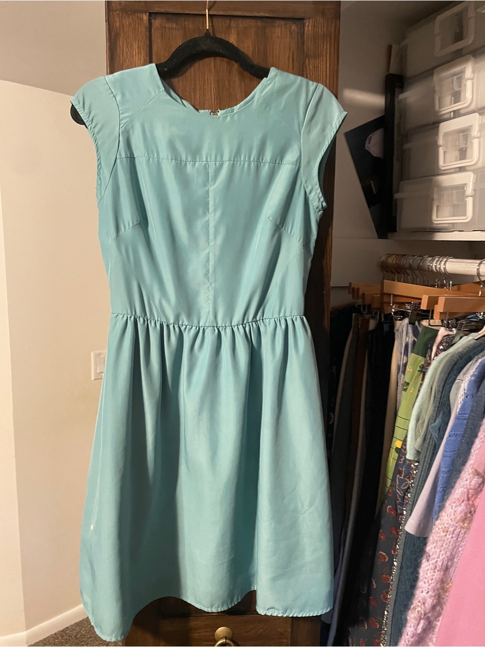 Mossimo Supply Co. Aqua Fit Flare Cap-Sleeve Midi Dress